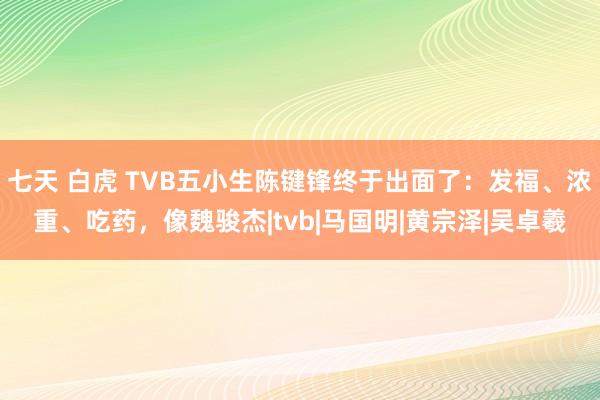 七天 白虎 TVB五小生陈键锋终于出面了：发福、浓重、吃药，像魏骏杰|tvb|马国明|黄宗泽|吴卓羲