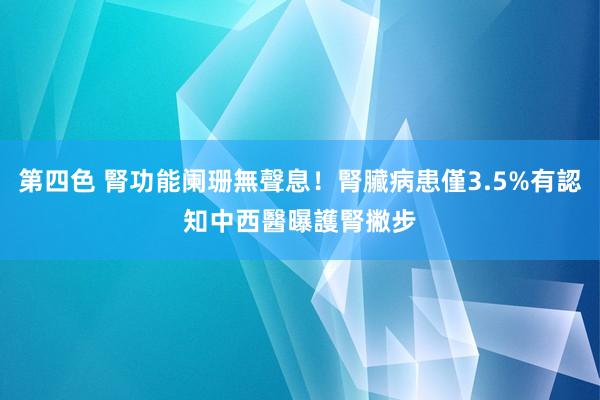 第四色 腎功能阑珊無聲息！腎臟病患僅3.5%有認知　中西醫曝護腎撇步