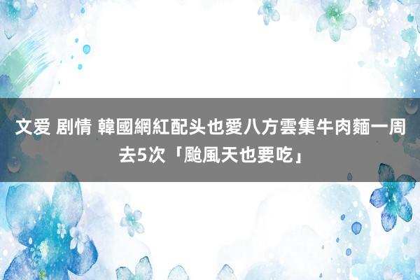 文爱 剧情 韓國網紅配头也愛八方雲集牛肉麵　一周去5次「颱風天也要吃」