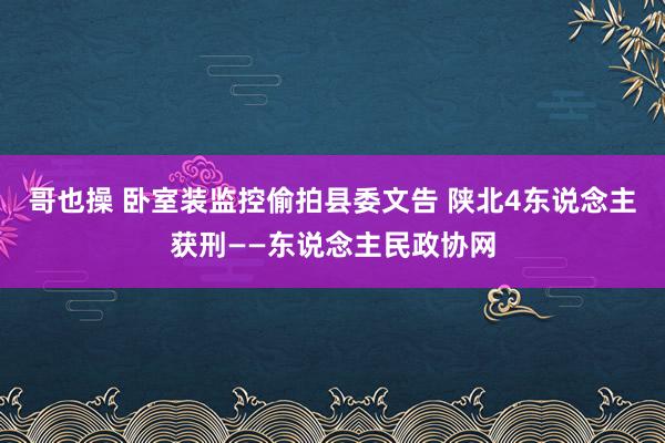 哥也操 卧室装监控偷拍县委文告 陕北4东说念主获刑——东说念主民政协网